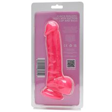 Dildo realist din silicon, Loving Joy, cu ventuză si scrot, roz, [21 cm x 4 cm]