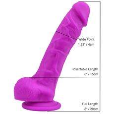 Dildo realist din silicon, Loving Joy, cu ventuză si scrot, violet, [21 cm x 4 cm]