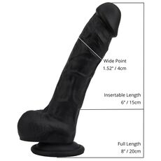 Dildo realist din silicon, Loving Joy, cu ventuză si scrot, negru, [21 cm x 4 cm]
