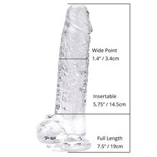 Dildo Loving Joy, cu testicule, Transparent, 19 cm