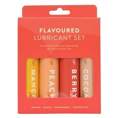 Set 4 bucati x 30 ml, Lubrifianti cu arome, Mango, Capsuni, Piersica, Ciocolata, 120 ml - vedere laterala