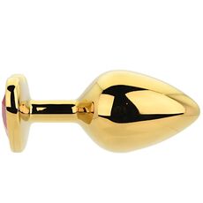 Dop anal in forma de inima auriu, Toosh, cu cristal Rosu, M