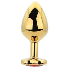 Dop anal in forma de inima auriu, Toosh, cu cristal Rosu, M