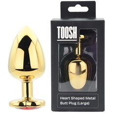 Dop anal in forma de inima auriu, Toosh, cu cristal Rosu, L