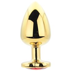 Dop anal in forma de inima auriu, Toosh, cu cristal Rosu, L
