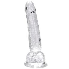 Dildo Loving Joy, cu testicule, Transparent, 19 cm