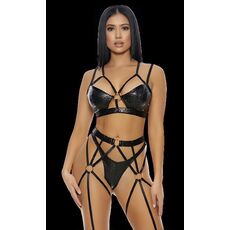 That's My Spot Cheetah Print Lingerie Set - Negru