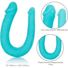 Dildo Dublu Double Dong AC/DC Dong Aqua, Silicon - Turcoaz, 31 cm
