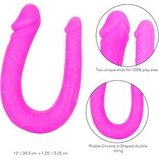 Dildo Dublu Double Dong AC/DC Dong, Silicon - Roz satinat, 31 cm