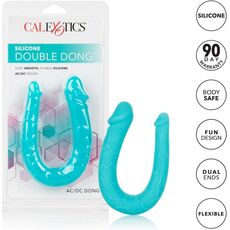 Dildo Dublu Double Dong AC/DC Dong Aqua, Silicon - Turcoaz, 31 cm