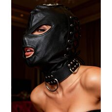 Masca cu siret si inel collar Toyz4Lovers - Negru - vedere frontala