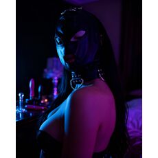 Masca cu siret si inel collar Toyz4Lovers - Negru - detaliu finisaj