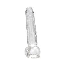 Dildo Loving Joy, cu testicule, Transparent, 20 cm