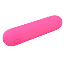 Mini vibrator bullet Stefan Pretty Love Roz Fucsia - detaliu cap rotunjit ABS