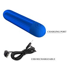 Mini vibrator bullet Kiwi Pretty Love Albastru Metalizat - specificatii tehnice 8 cm 10 moduri USB