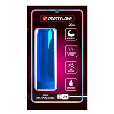 Mini Vibrator Pretty Love, Kiwi, 10 Vibratii, Albastru Metalizat