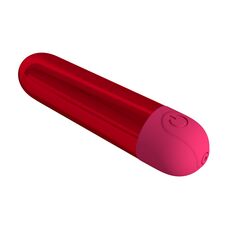 Mini vibrator bullet Kiwi Pretty Love Rosu Metalizat - detaliu cap rotunjit finisaj lucios