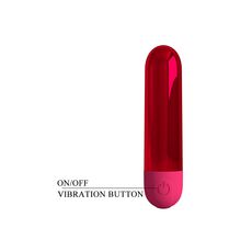 Mini vibrator bullet Kiwi Pretty Love Rosu Metalizat - 10 moduri vibratie reincarcare USB rezistent la apa