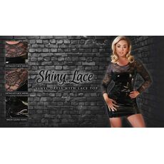 Rochie Black Level - neagra scurta din vinil negru