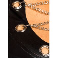 Body cu Lanturi si Portjartier Saresia Wetlook - Negru - detaliu design
