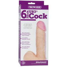 White 6" UR3 Cock Vac U Lock Penis Dildo