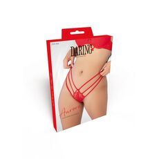 Lenjerie Daring Intimates Lace String with Straps Rosu - unghi lateral