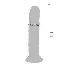 Dong Transparent TPE 19 cm cu Ventuza - ToyJoy Get Real Clear - dimensiuni complete