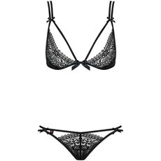 Set Lenjerie Intima Dantela Obsessive - Negru
