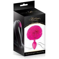 Plug Anal silicon cu pompon blana roz fucsia, Sweet Caress - 12 cm