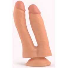 Dildo dubla penetrare VSCNOVELTY, bej, 18.5cm