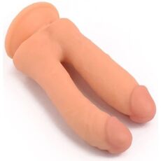 Dildo dubla penetrare VSCNOVELTY, bej, 18.5cm
