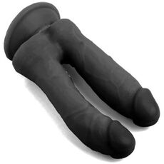 Dildo dubla penetrare VSCNOVELTY, negru, 18.5cm - diametru 4 cm