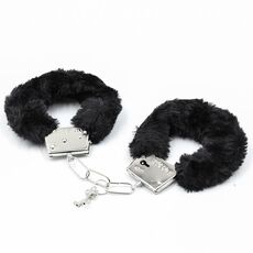 Catuse maini Furry Metal Hand Cuffs Negre, Intoyou