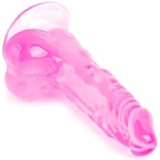 Mini dildo Crystal Jellies roz 13.5cm ventoza baza harness compatibil