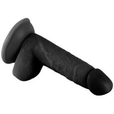 Dildo MR RUDE negru 18.5cm ventoza baza harness compatibil PVC moale
