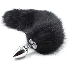 Butt Plug Anal Toyz4Lovers "Fox Tail" 7 cm - Negru