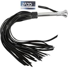 Bici din piele Zado, Leather Flogger, lungime 73 cm, negru/argintiu