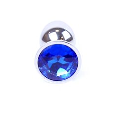 Plug Jewellery Silver Dark Blue, otel inoxidabil lustruit cu cristal albastru inchis fatetat