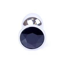 Plug Jewellery Silver Black, otel inoxidabil lustruit cu cristal negru fatetat