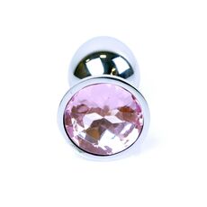 Plug Jewellery Silver Rose, otel inoxidabil lustruit cu cristal roz pal fatetat