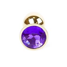 Plug Jewellery Gold Purple, otel inoxidabil placat auriu cu cristal mov fatetat