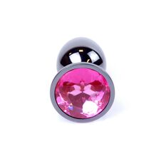 Plug Jewellery Dark Silver Pink, otel inoxidabil cu cristal roz fatetat