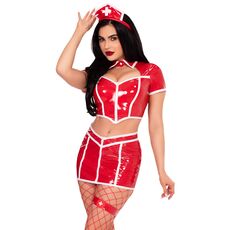 Costum de asistenta medicala, Leg Avenue, Red Alert, rosu
