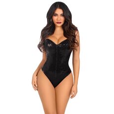 Body Sequin Boned Crotch Leg Avenue - Negru
