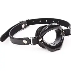 OHMAMA Lip Gag BDSM inel forma buze PVC negru curea ajustabila submisie EAN 8435565933326