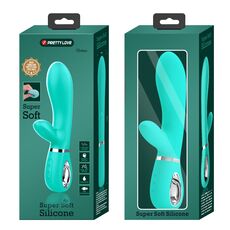 Vibrator iepuras Super Soft Silicone, Thomas, Turcoaz, 7 Vibratii-ambalaj