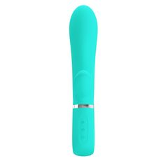 Vibrator iepuras Super Soft Silicone, Thomas, Turcoaz, 7 Vibratii-vedere frontala
