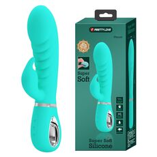 Vibrator iepuras Super Soft Silicone, Prescott, Turcoaz, 7 Vibratii