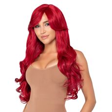 Peruca Leg Avenue Long Wavy Wig Rosu- vedere laterala