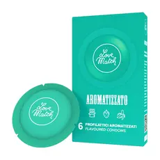 Prezervative Love Match Aromatizzato, cu arome de ciocolata, capsuni si banana, 6 buc.
